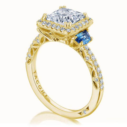 Tacori Princess 3-Stone Engagement Ring with Blue Sapphire 269217PR7BS