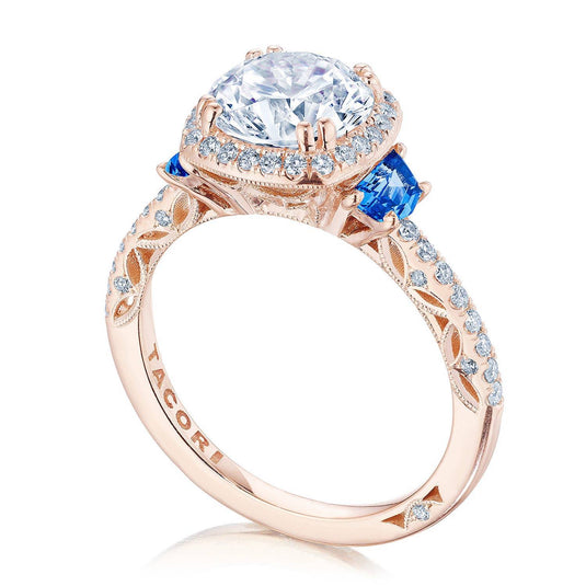 Tacori Cushion 3-Stone Engagement Ring with Blue Sapphire 269217CU8BS