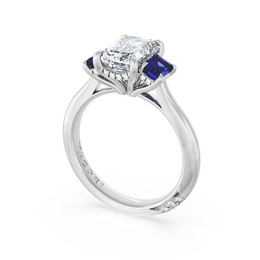 Tacori Emerald 3-Stone Engagement Ring in Blue Sapphire 41227EC12X85BS