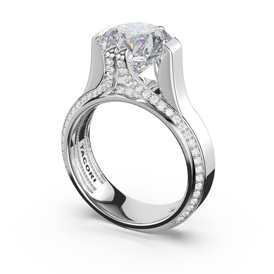 Tacori Round Wide Band Solitaire Engagement Ring in 14kt White Gold 4266RD10
