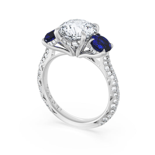 Tacori Round 3-Stone Engagement Ring in Blue Sapphire 40927RD11BS