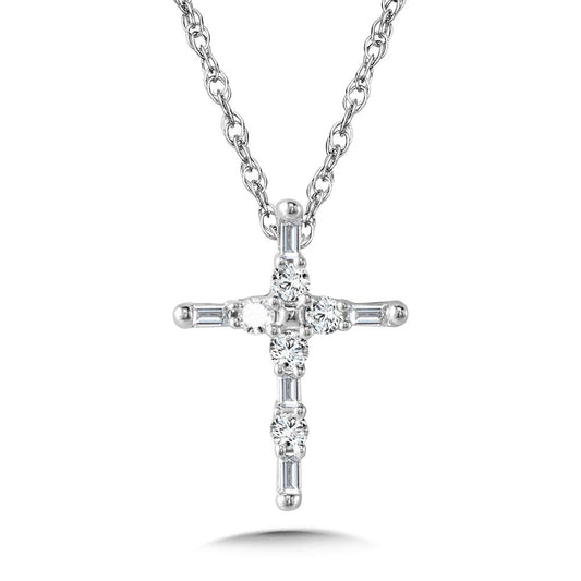 10K BAGUETTE DIAMOND CROSS PENDANT PDD3161-1W