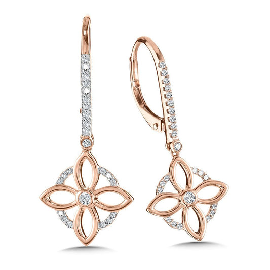 10K DANGLING FLORAL DIAMOND EARRINGS EDD3524-1P