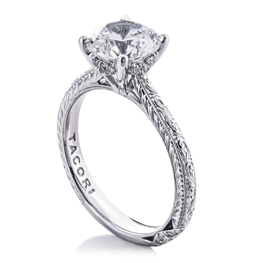 Tacori Round Solitaire Scroll Hand Engraved Engagement Ring 2584RD65