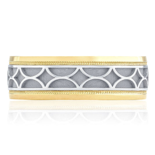 Geometric | Two-Tone Finish Wedding Band 133