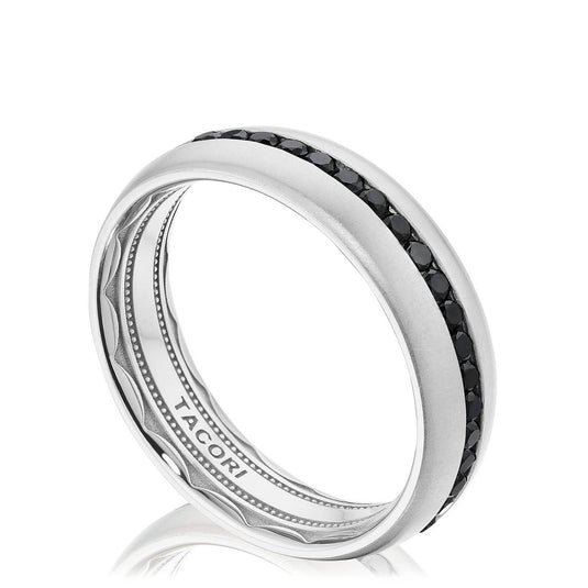 Diamond | Channel Set Black Diamond in Satin Finish Wedding Band 143-6BDS