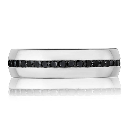 Diamond | Channel Set Black Diamond in High Polish Finish Wedding Band 143-6BD