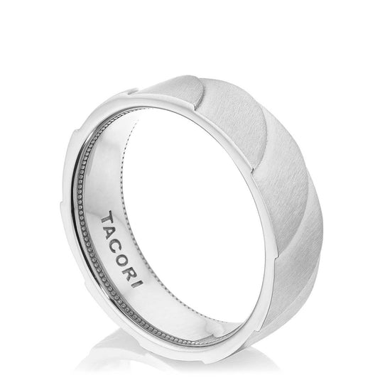 Geometric | Geometric Crescent in Satin Finish Wedding Band 146-7S