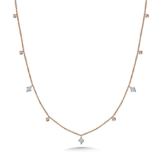WHITE GOLD KITE AND ROSE GOLD BEZELED DIAMOND NECKLACE PDD2974-PW