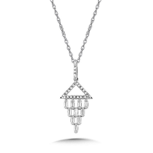 PAVE DIAMOND AND BAGUETTE KITE PENDANT PDD3077-W
