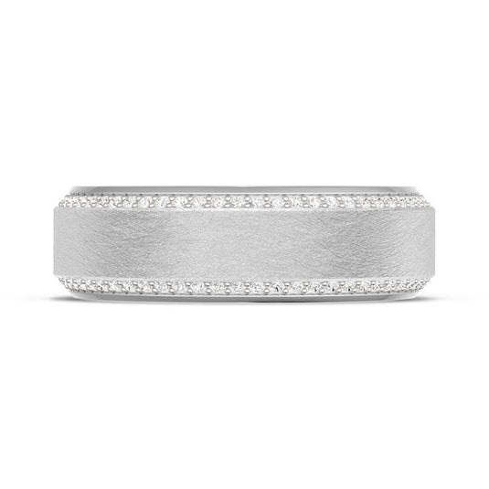 TACORI Couple | Bevel Edge Diamond Wedding Band in Brushed Finish - 7mm 1547DBLG