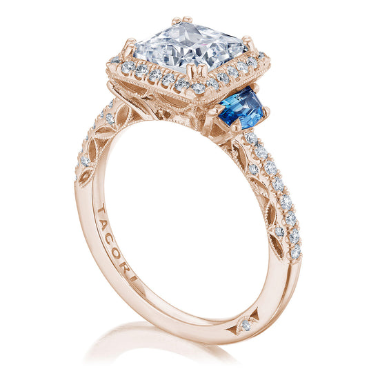 Tacori Princess 3-Stone Engagement Ring with Blue Sapphire 269217PR7BS