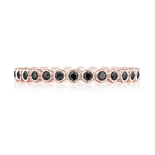 Sculpted Crescent | Round Bezel Droplet Wedding Band with Black Diamond 200-2ETBDPK