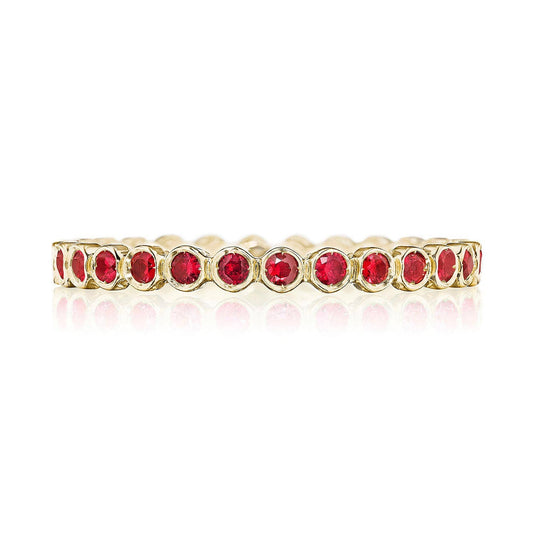 Sculpted Crescent | Round Bezel Droplet Wedding Band with Ruby 200-2ETRBY