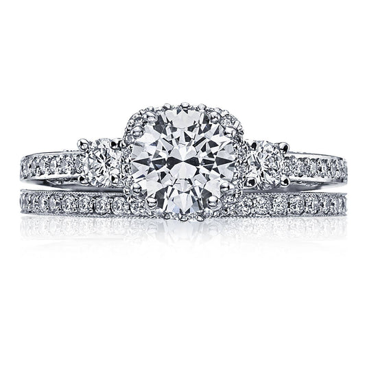 Dantela | Round with Cushion Bloom 3-Stone Engagement Ring 2623RDSMP