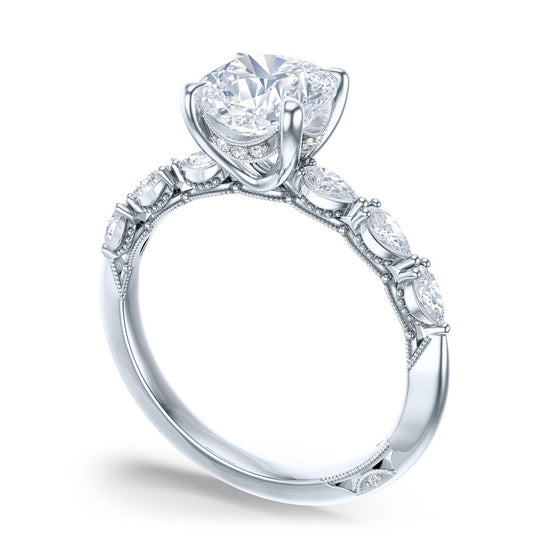 Sculpted Crescent | Cushion Solitaire Engagement Ring 2687cu65