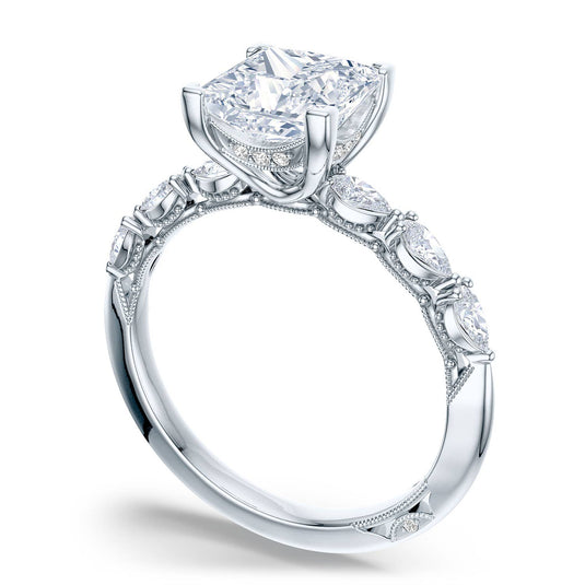 Sculpted Crescent | Princess Solitaire Engagement Ring 2687pr65