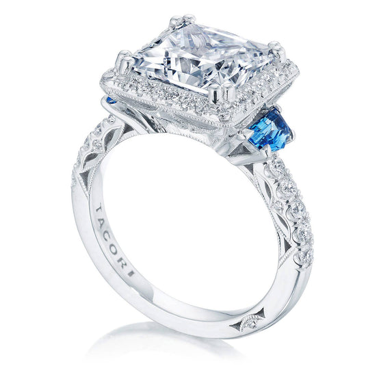 Dantela | Princess 3-Stone Engagement Ring with Blue Sapphire 269322PR9BS