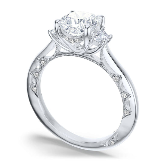 Lunetta Crescent | Cushion 3-Stone Engagement Ring 272217CU65