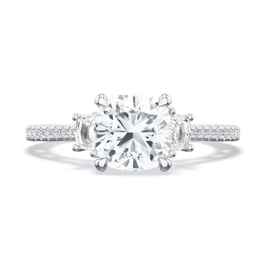Lunetta Crescent | Cushion 3-Stone Engagement Ring 272417CU65