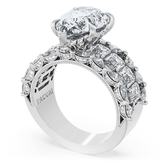 Tacori Pear Solitaire Engagement Ring w/ Emerald & Pear Band 23PS14X912