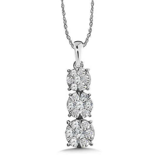 3-STONE ILLUSION CLUSTER-DIAMOND NECKLACE PDD3079-W