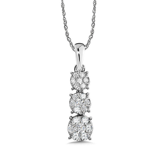 3-STONE ILLUSION CLUSTER-DIAMOND PENDANT PDD3078-W