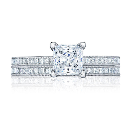 Sculpted Crescent | Princess Solitaire Engagement Ring 45-15PR55