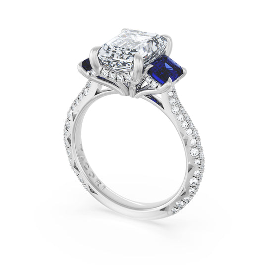 Tacori Emerald 3-Stone Engagement Ring in Blue Sapphire 40927EC12X85BS