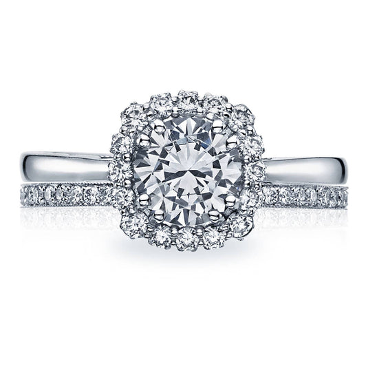 Sculpted Crescent | Round with Cushion Bloom Engagement Ring 55-2CU65