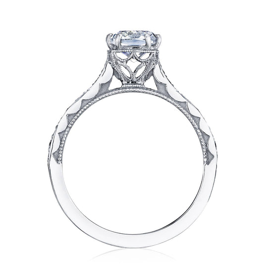 Sculpted Crescent | Cushion Solitaire Engagement Ring 57-2CU6