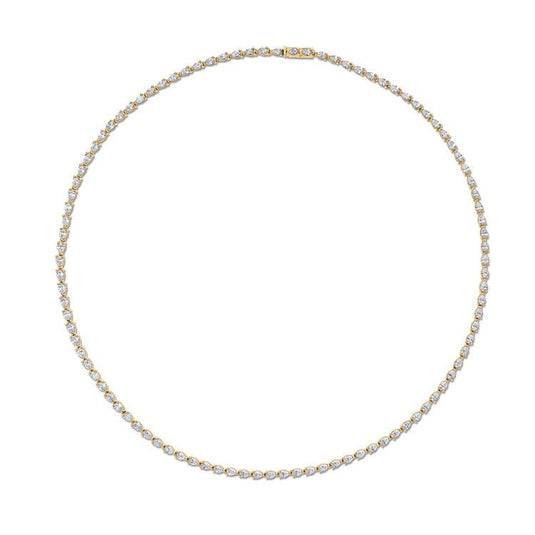 Stilla | Pear Diamond Tennis Necklace in 18k Yellow Gold FN66916Y