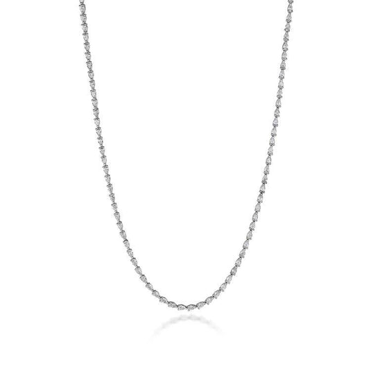 Stilla | Pear Diamond Tennis Necklace in 18k White Gold FN66916