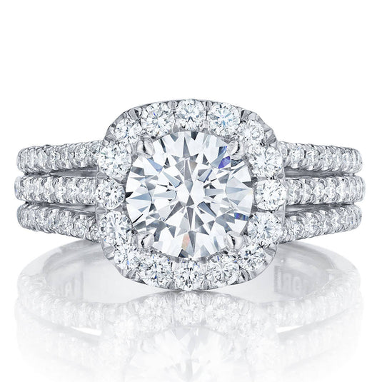 Petite Crescent | Round with Cushion Bloom Engagement Ring HT2551CU75