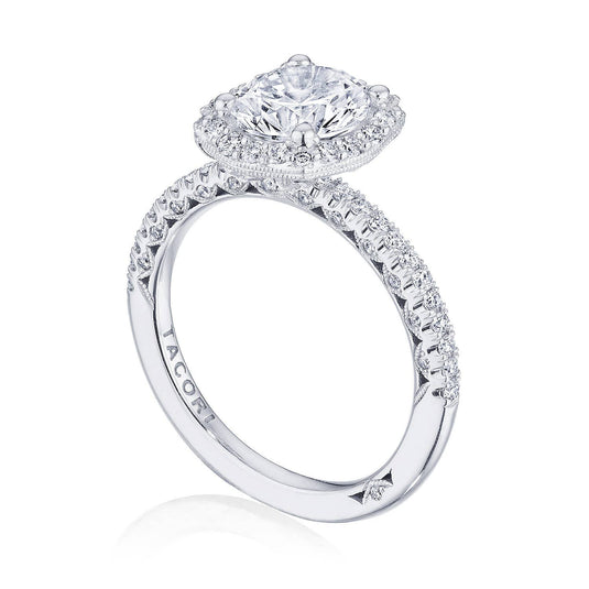 Petite Crescent | Round with Cushion Bloom Engagement Ring HT257215CU7Y