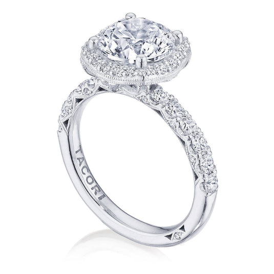 Petite Crescent | Round with Cushion Bloom Engagement Ring HT257225CU85Y