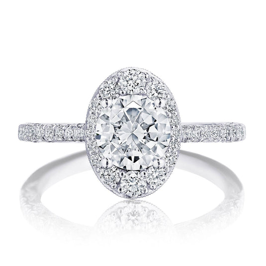 Petite Crescent | Round, Oval Bloom Engagement Ring HT2576RDOV65