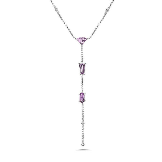 AMETHYST AND DIAMOND DANGLE NECKLACE CGP176W-DAM