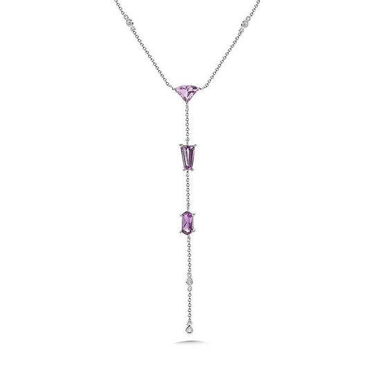 AMETHYST AND DIAMOND DANGLE NECKLACE CGP176W-DAM