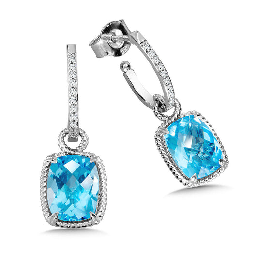 BLUE TOPAZ & DIAMOND EARRINGS IN 14K WHITE GOLD CGE017W-DBT