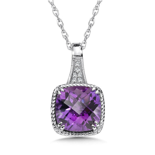 AMETHYST AND DIAMOND PENDANT IN 14K WHITE GOLD CGP004W-DAM