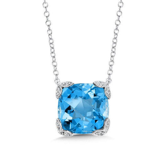 BLUE TOPAZ & DIAMOND PENDANT IN 14K WHITE GOLD CGP012W-DBT