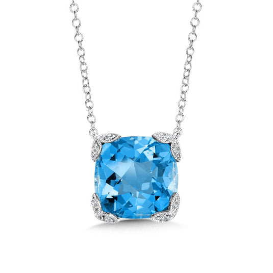 BLUE TOPAZ & DIAMOND PENDANT IN 14K WHITE GOLD CGP012W-DBT