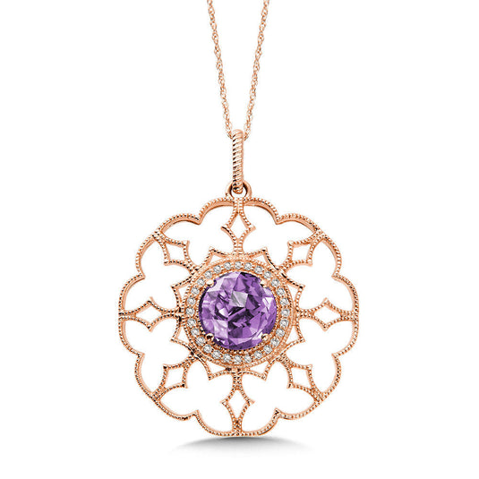 AMETHYST & DIAMOND PENDANT IN 14K ROSE GOLD CGP027P-DAM