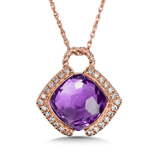 AMETHYST & DIAMOND LAYERING PENDANT IN 14K ROSE GOLD CGP044P-DAM