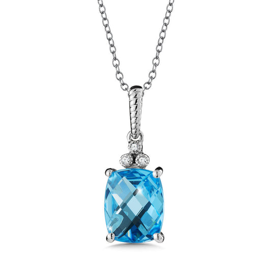 BLUE TOPAZ AND DIAMOND PENDANT IN 14K WHITE GOLD CGP108W-DBT
