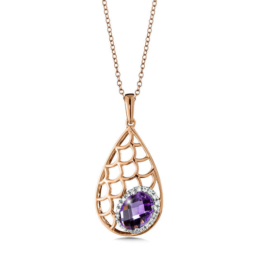 AMETHYST AND DIAMOND PENDANT IN 14K ROSE GOLD CGP109P-DAM