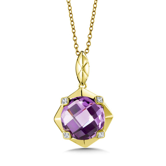AMETHYST AND DIAMOND PENDANT IN 14K YELLOW GOLD CGP116Y-DAM