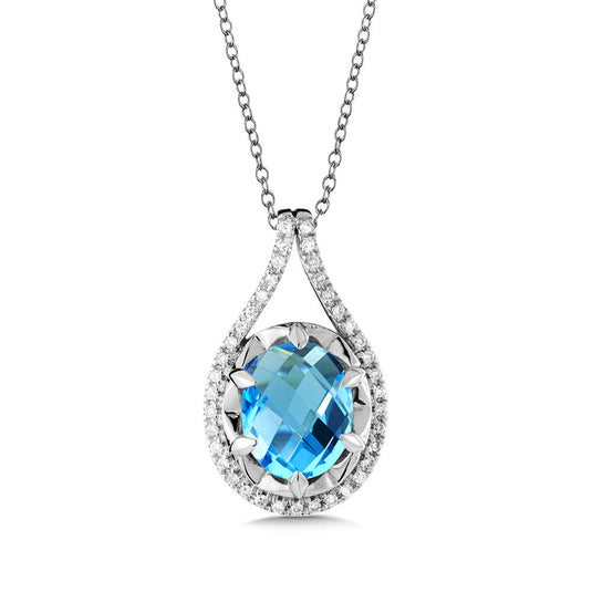 BLUE TOPAZ AND DIAMOND PENDANT IN 14K WHITE GOLD CGP118W-DBT