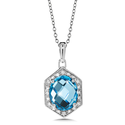 BLUE TOPAZ AND DIAMOND PENDANT IN 14K WHITE GOLD CGP124W-DBT